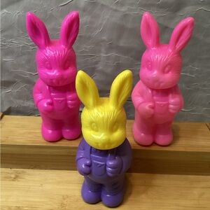 Bunny Blow Mold Candy Containers Vintage Plastic Easter Toys